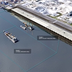 CGI of dredging overview of South Bank Quay
