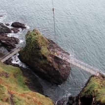 The bridge being lowered into place